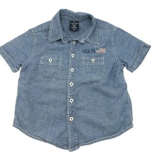 Kids' Chambray Button Down Shirt Size 4 / 5 Patriotic USA Flag